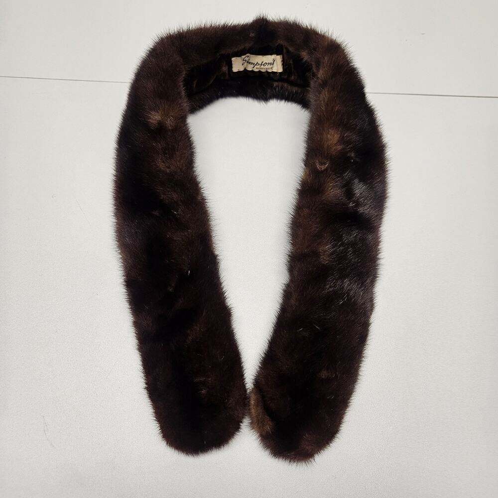 Vintage MCM Mink Fur Scarf Collar Wrap Brown Simpsons Madison 36" Glam Mobwife